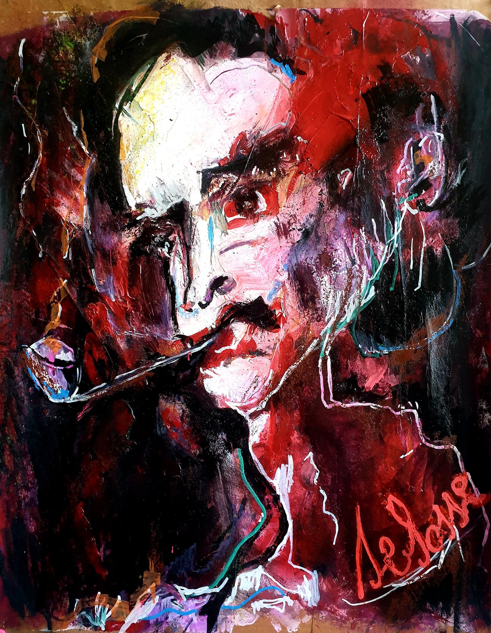 Portrait Charles Baudelaire Expressionnisme Pipe Bruxelles Selosse