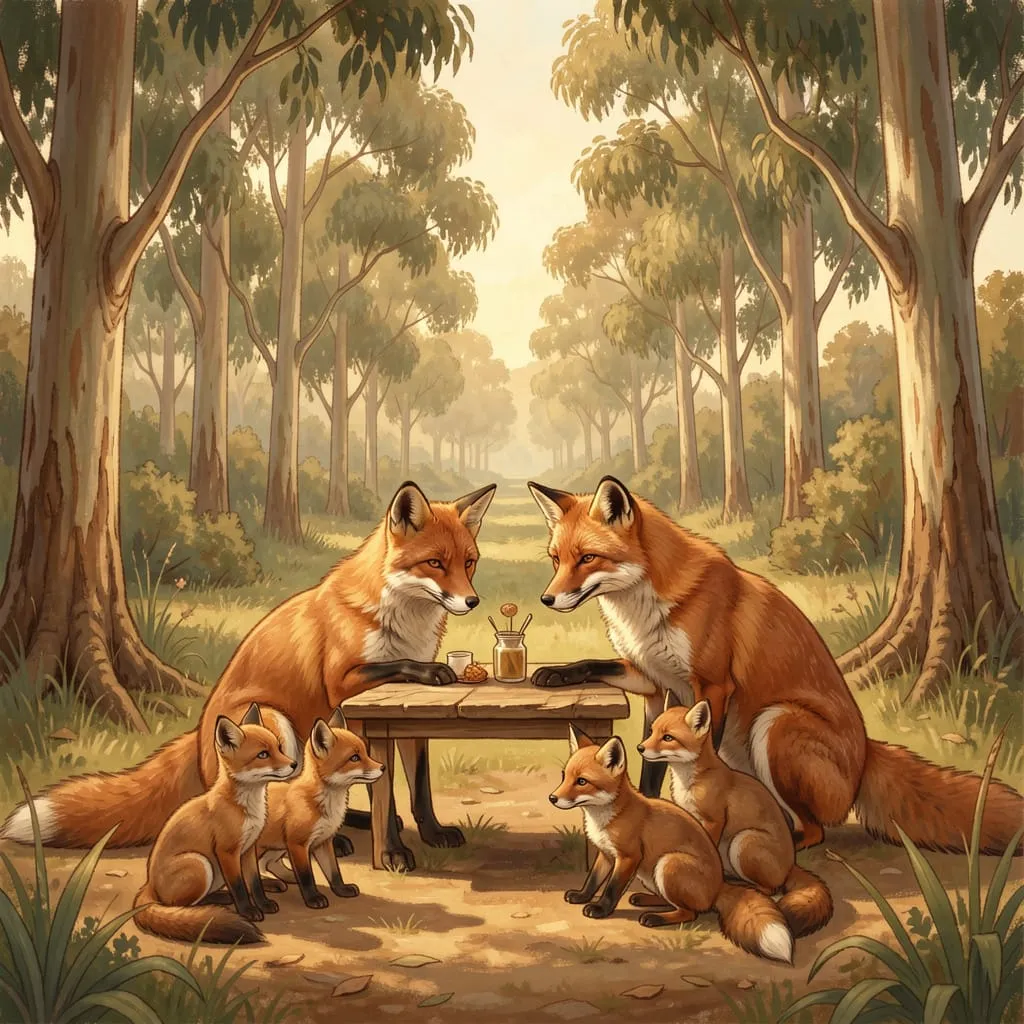 Un Couple De Renards Fideles Lun A Lautre Est En Pleine Reunion Familiale Dans Une Ambiance Naturell par +.Hannache Khebbab