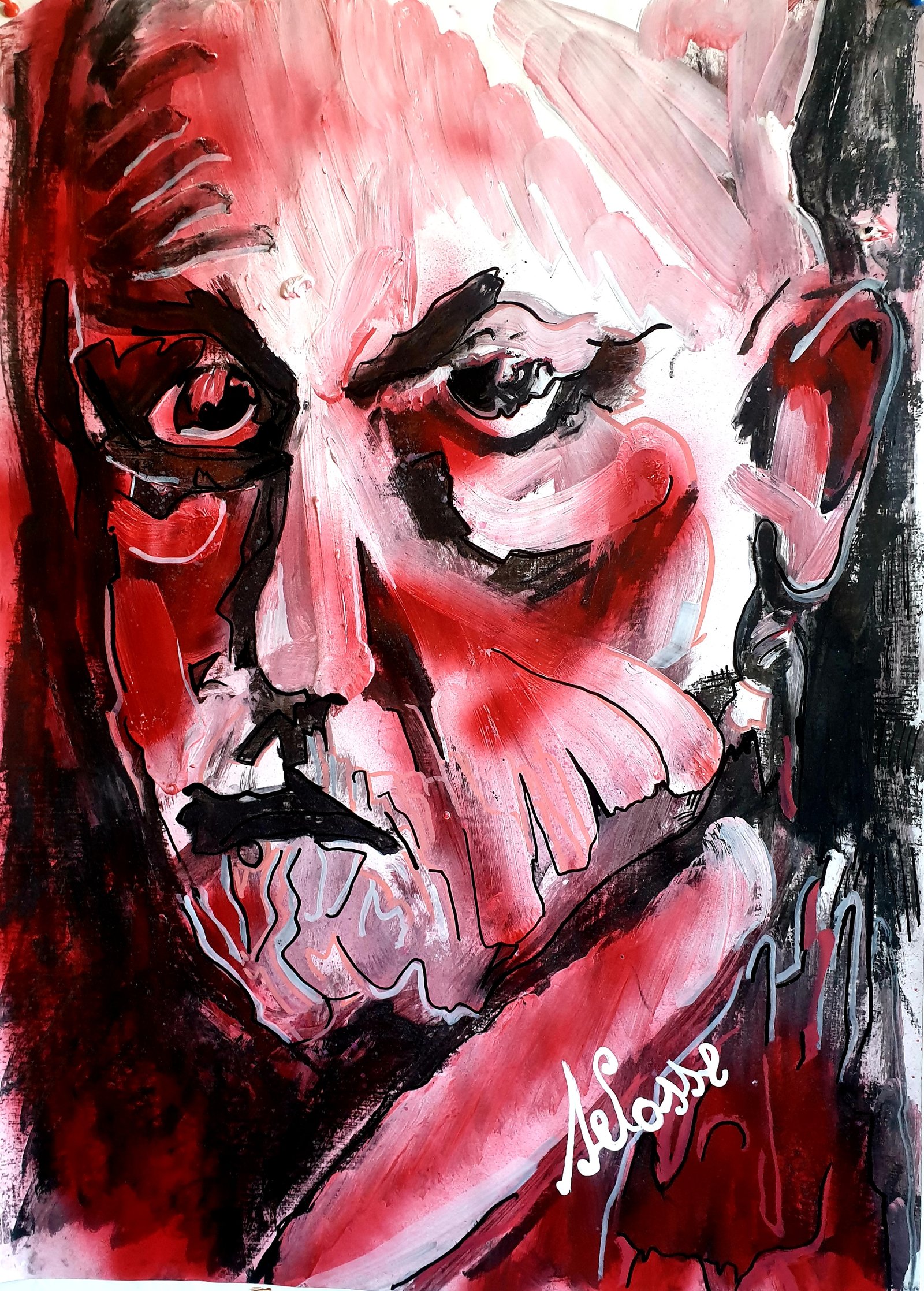 Portrait Expressionnisme Freud Technique Mixte Bruxelles Selosse par Jérôme Selosse