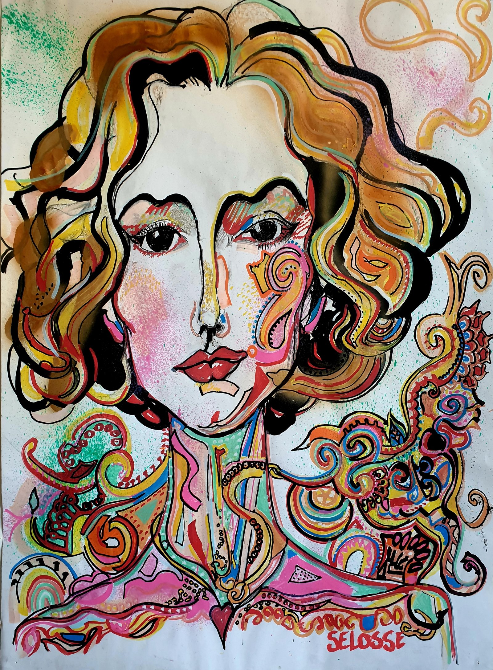 Portrait Expressionniste Femme Samira Posca Bruxelles Selosse 2026