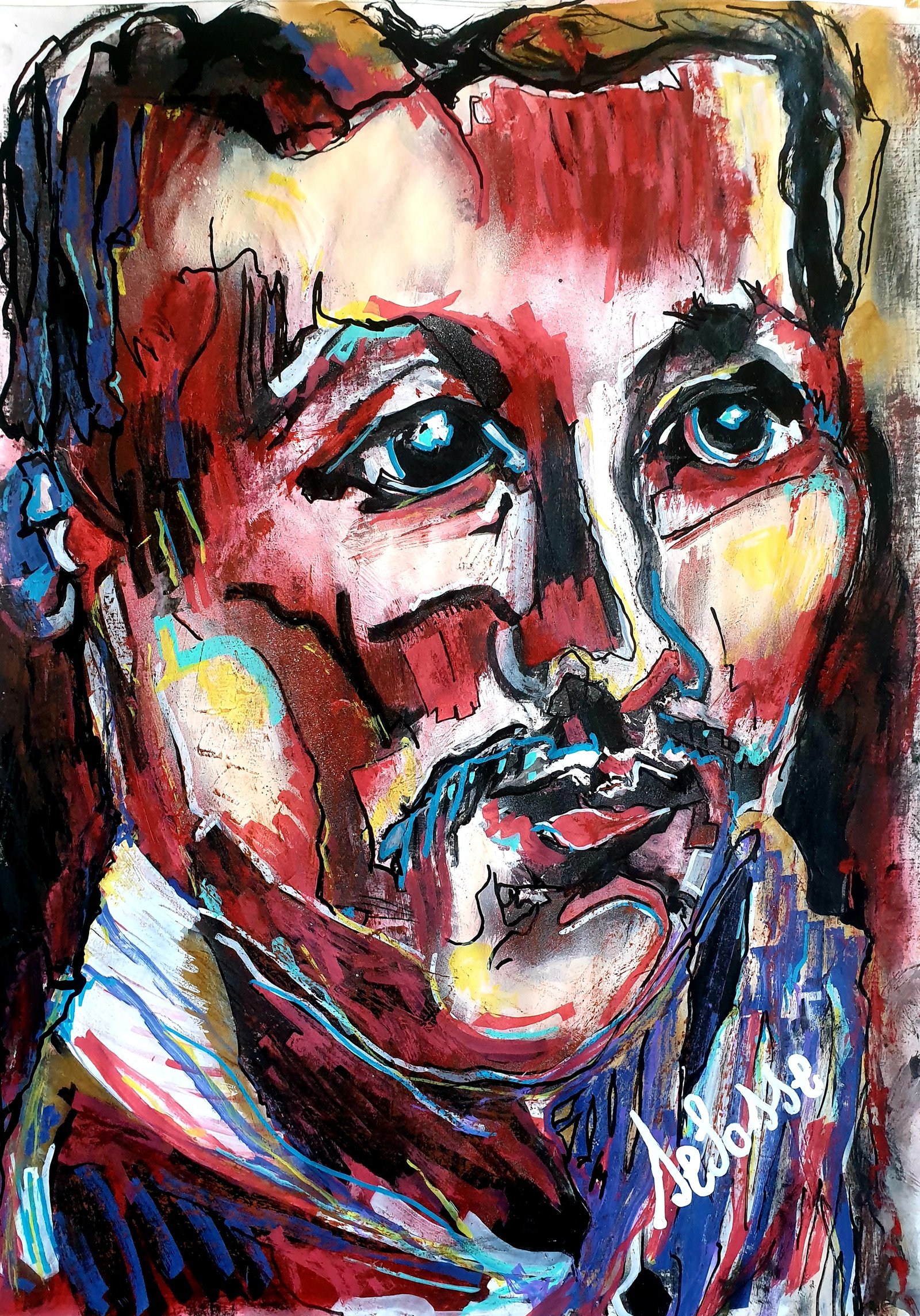 Tableau Expressionniste Marcel Proust Selosse Ixelles Saint Gilles par Jérôme Selosse