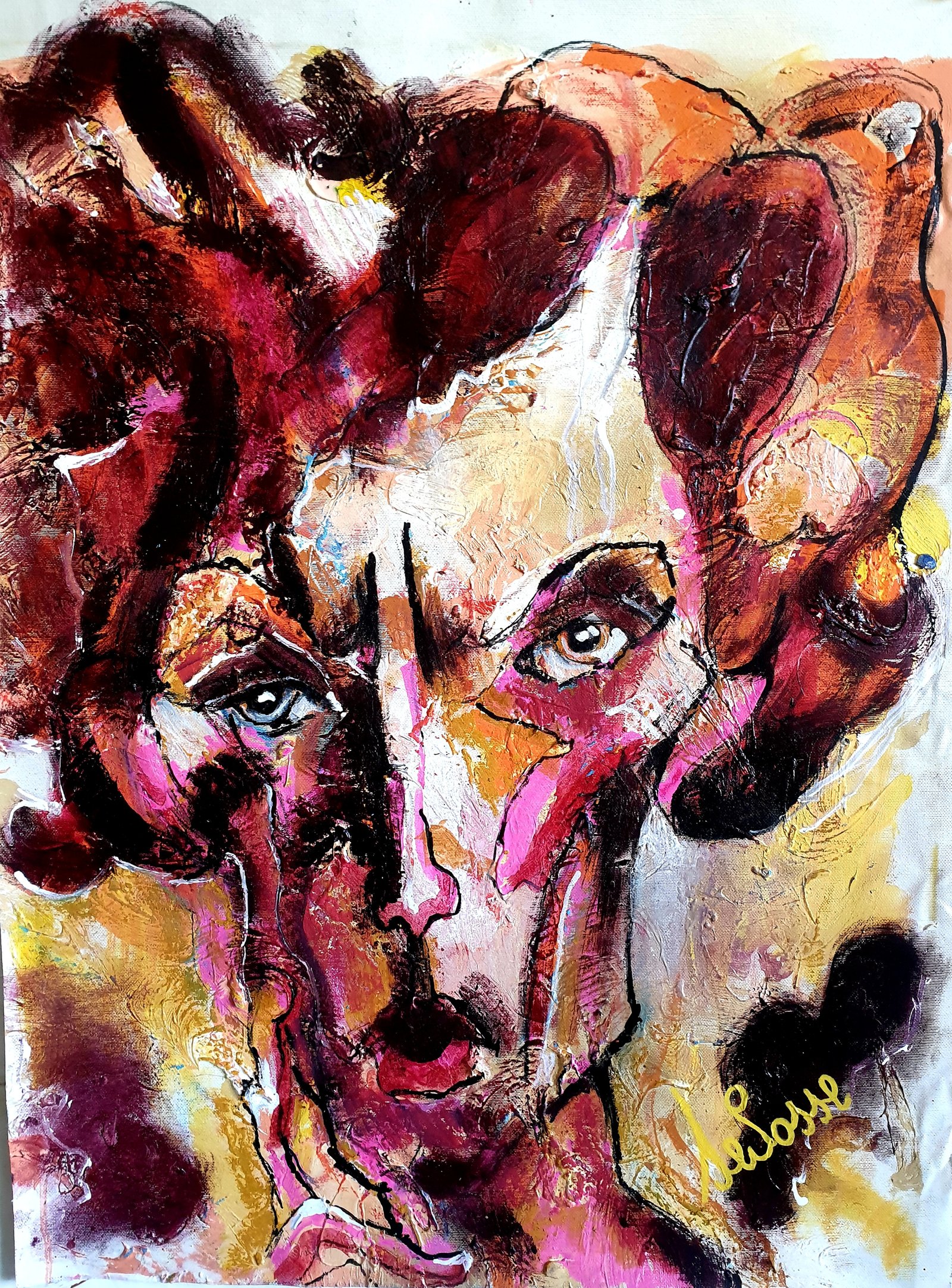 Tableau Expressionniste Hommage Egon Schiele Selosse Ixelles Saint Gilles par Jérôme Selosse