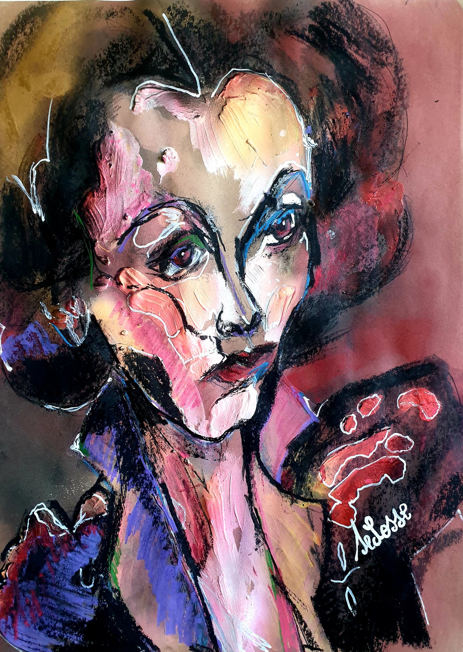 Dessin Technique Mixte Portrait Hannah Arendt Peintre Selosse Schaerbeek Woluwe par Jérôme Selosse